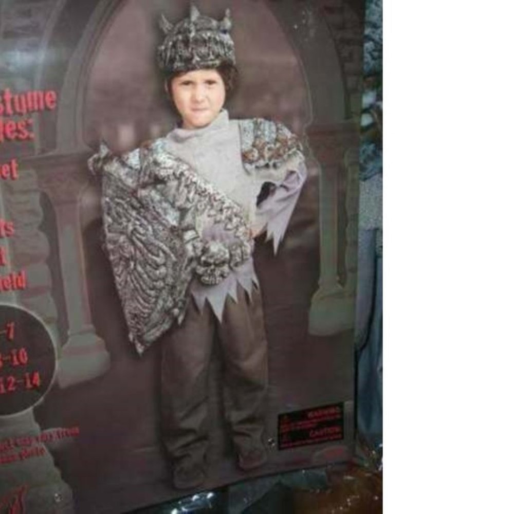 Skull Warrior Halloween Costume 5/7 Gray Shield, Helmet 5 Pc Deluxe Boys